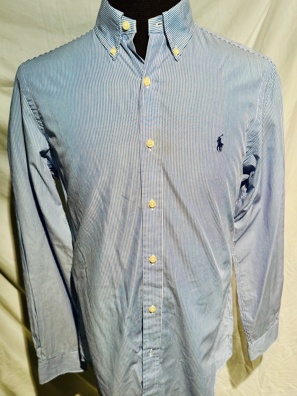 Ralph Lauren Blue slim-fit stretch Button-Down Dress Shirt Medium Size